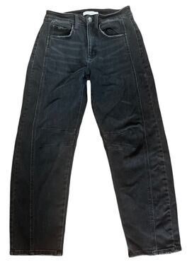 Flying Monkey Black Barrel Leg Jeans Size 25 Stretch Denim High Rise On Trend